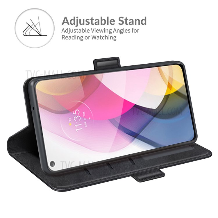 Magnet Adsorption Leather Stand Wallet Phone Case for Motorola Moto G Stylus (2021) - Black-5