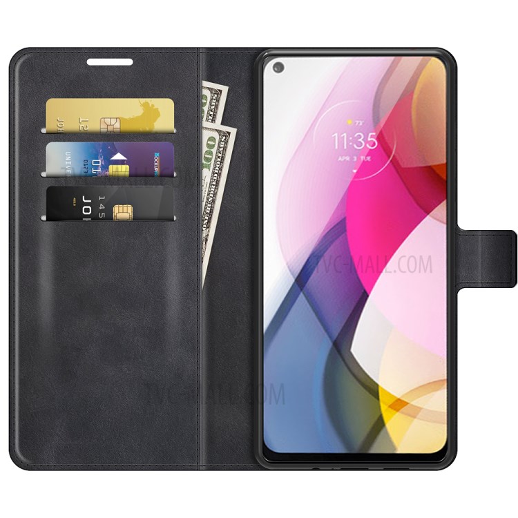 Wallet Design Stand Leather Shell for Motorola Moto G Stylus (2021) - Black-4