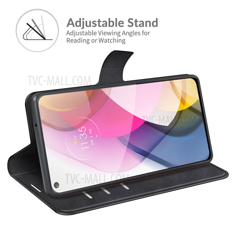 Wallet Design Stand Leather Shell for Motorola Moto G Stylus (2021) - Black-5