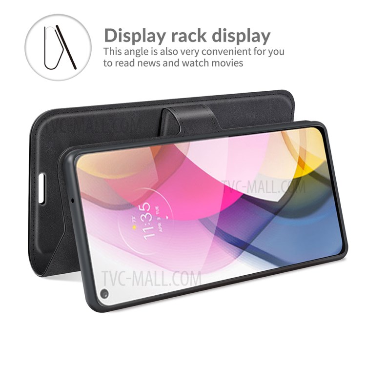 Wallet Design Stand Leather Shell for Motorola Moto G Stylus (2021) - Black-6