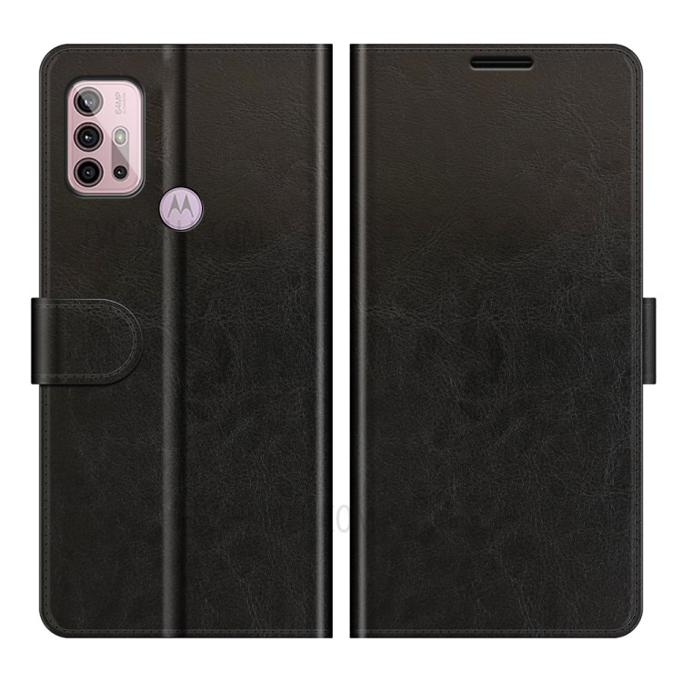 Wallet Stand Design Crazy Horse Texture Leather Phone Case Shell for Motorola Moto G30 / G10 - Black-1