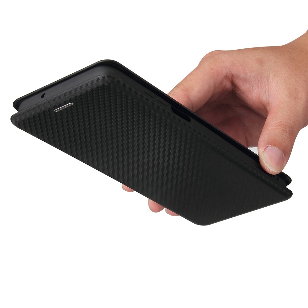 Auto-absorbed Stand Carbon Fiber Texture Leather Shell Cover for Motorola Edge S / Moto G100 - Black-3