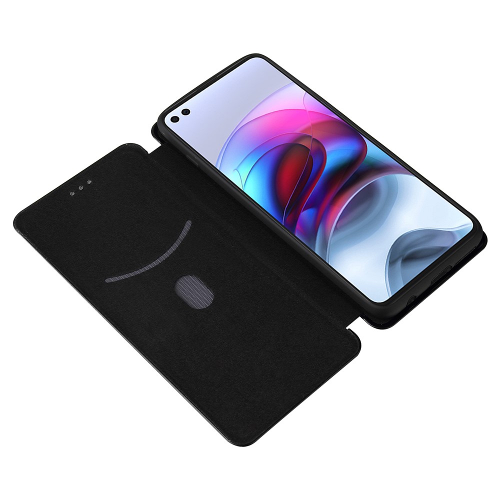 Auto-absorbed Stand Carbon Fiber Texture Leather Shell Cover for Motorola Edge S / Moto G100 - Black-6