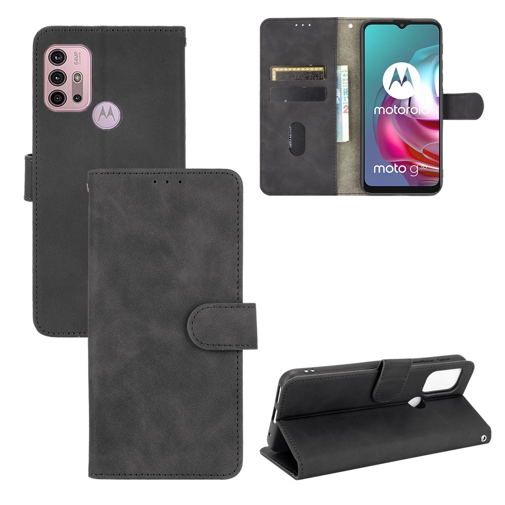 Auto-absorbed Stand Carbon Fiber Texture Leather Shell Cover for Motorola Moto G30 / G10 / G10 Power - Black-8