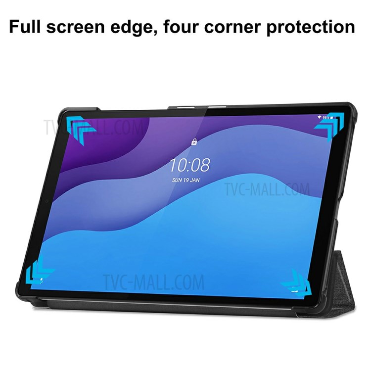 Tri-fold Stand Design Cloth Texture Leather Tablet Case Cover for Lenovo Tab M10 HD Gen 2 - Grey-2
