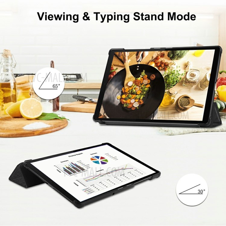 Tri-fold Stand Design Cloth Texture Leather Tablet Case Cover for Lenovo Tab M10 HD Gen 2 - Grey-3