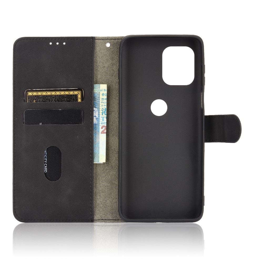 Skin-touch Folio Flip Leather Protective Shell for Motorola Edge S / Moto G100 Wallet Stand Cover - Black-4