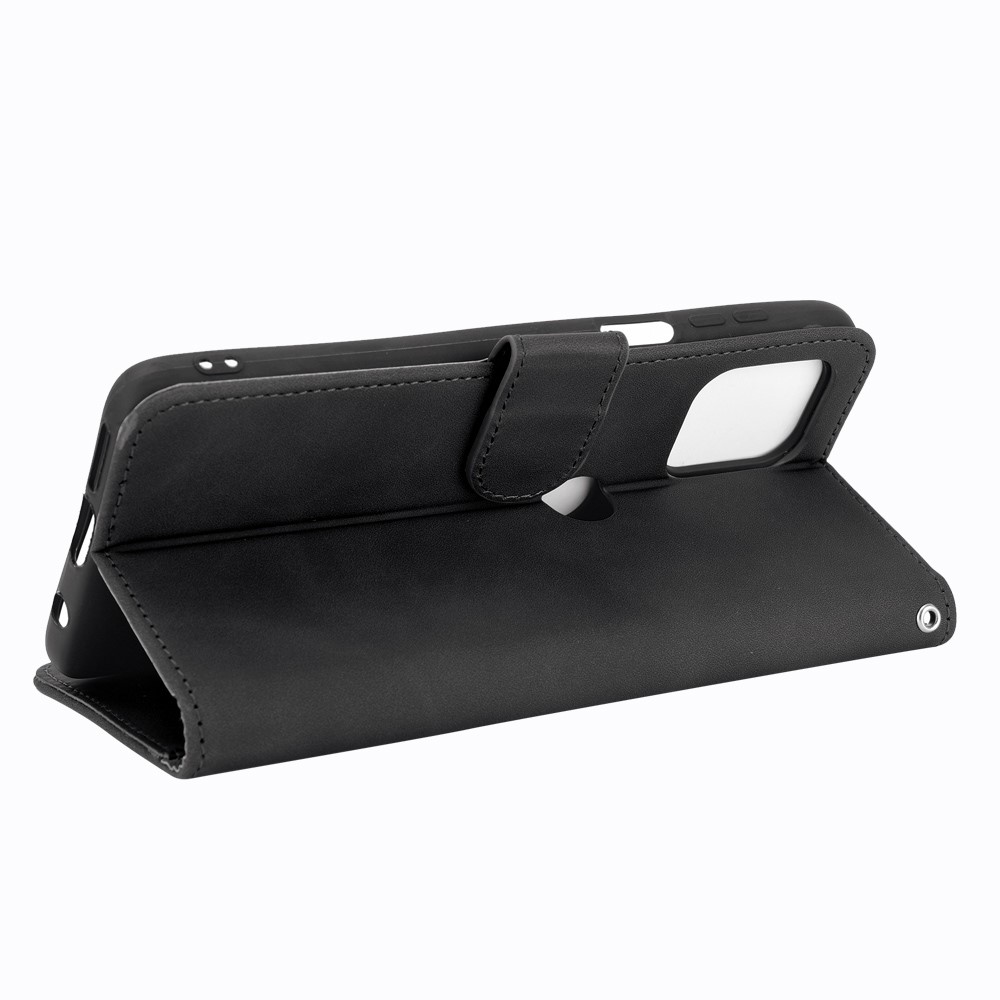 Skin-touch Folio Flip Leather Protective Shell for Motorola Edge S / Moto G100 Wallet Stand Cover - Black-6