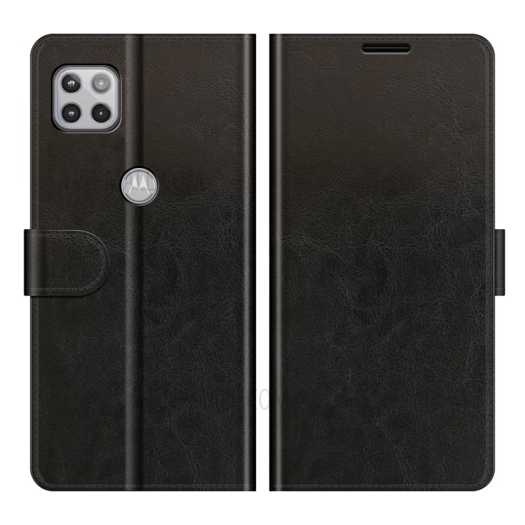 Crazy Horse Wallet Stand Leather Shell for Motorola One 5G Ace - Black-1