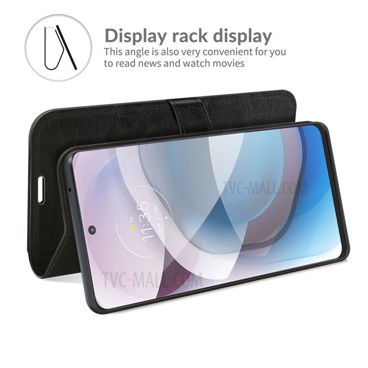 Crazy Horse Wallet Stand Leather Shell for Motorola One 5G Ace - Black-4