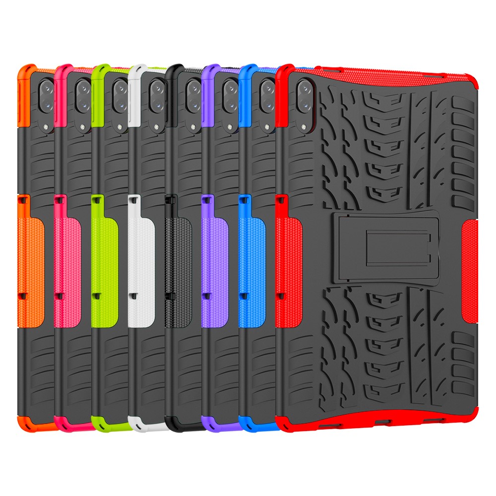 Cool Tyre Surface Design PC + TPU Hybrid Phone Case Cover with Kickstand for Lenovo Tab P11 Pro - Black-11