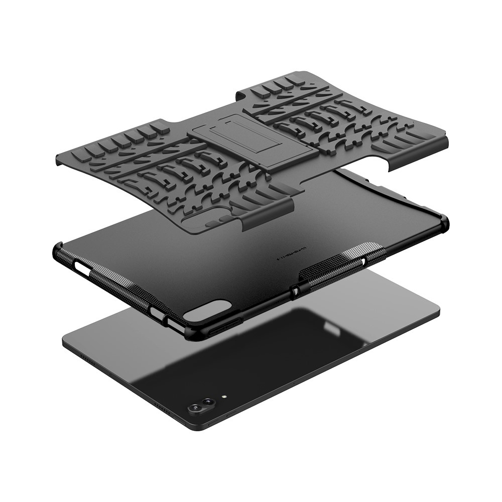 Cool Tyre Surface Design PC + TPU Hybrid Phone Case Cover with Kickstand for Lenovo Tab P11 Pro - Black-7