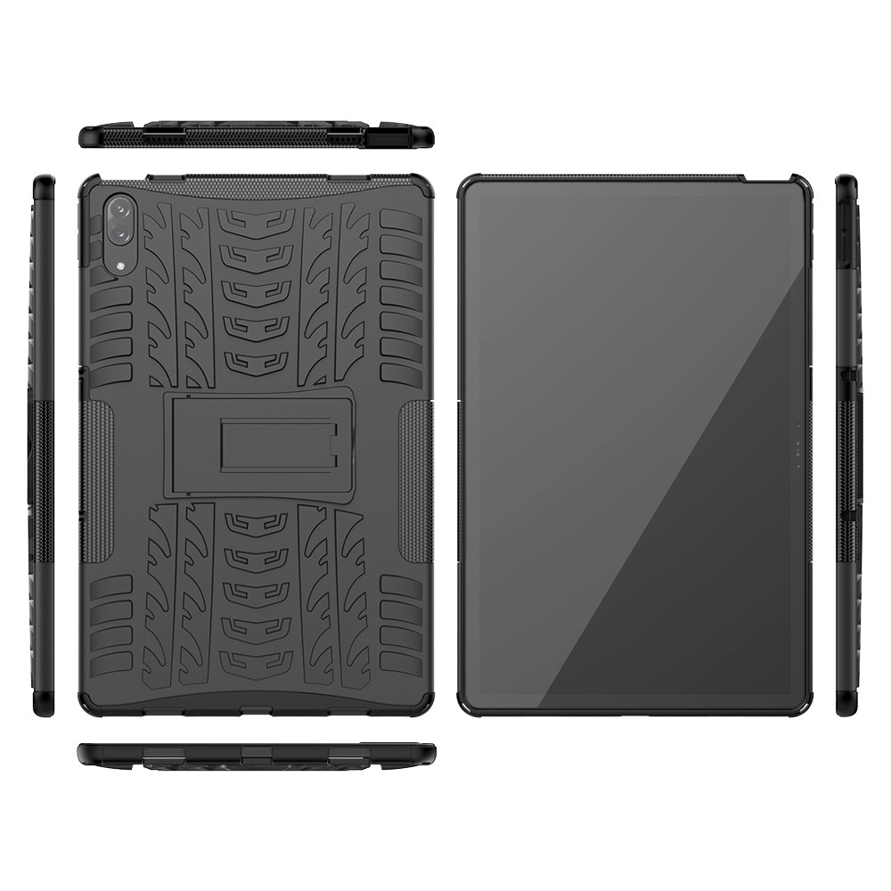 Cool Tyre Surface Design PC + TPU Hybrid Phone Case Cover with Kickstand for Lenovo Tab P11 Pro - Black-8