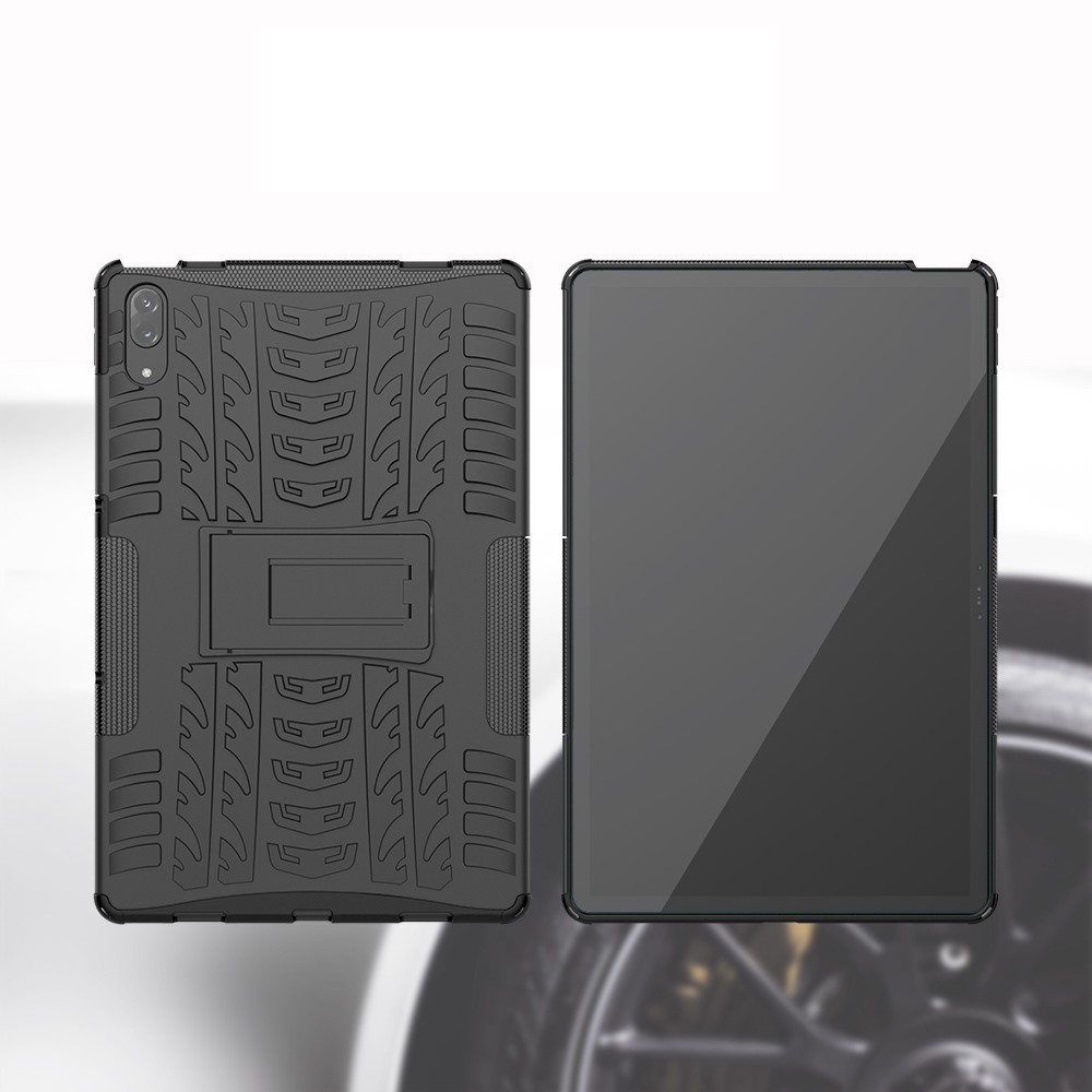 Cool Tyre Surface Design PC + TPU Hybrid Phone Case Cover with Kickstand for Lenovo Tab P11 Pro - Black-9