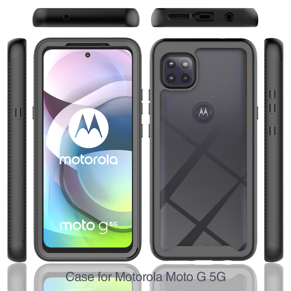 TPU PC Casa Híbrida Caso de Choque de Cor Sólido Para Motorola Moto G 5G - Preto-2