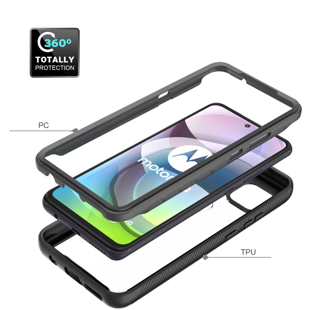 TPU PC Hybrid Case Solid Color Shockproof Phone Cover for Motorola Moto G 5G - Black-6