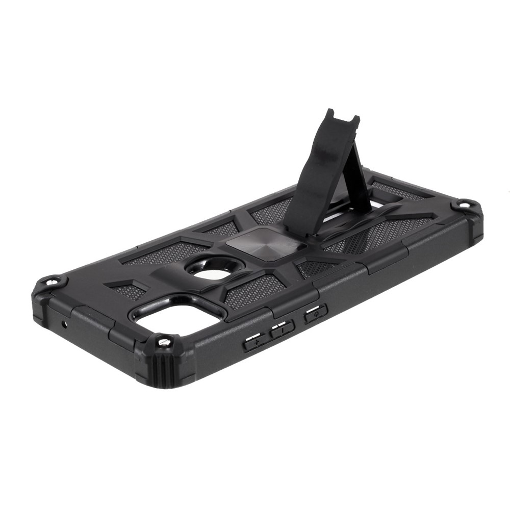 Armor Shockproof Kickstand PC TPU Phone Case with Magnetic Metal Sheet for Motorola One 5G Ace - Black-10