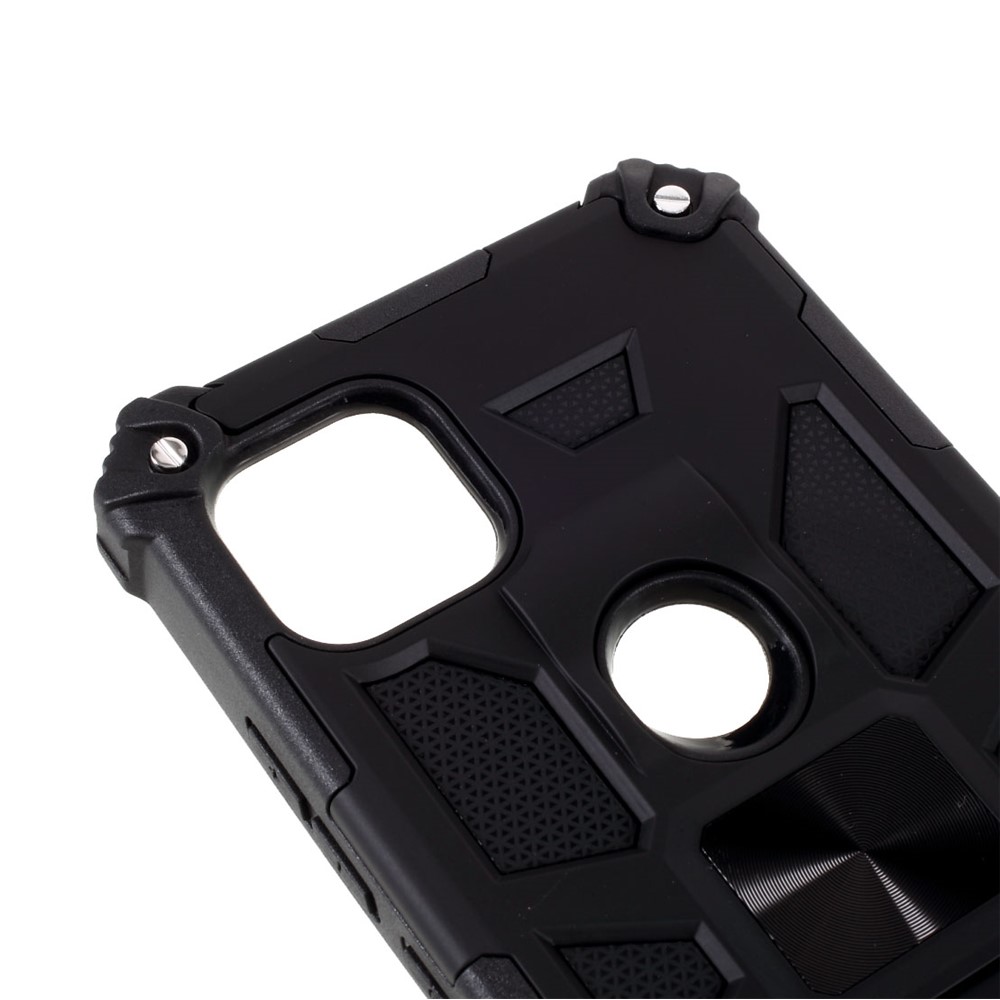 Armor Shockproof Kickstand PC TPU Phone Case with Magnetic Metal Sheet for Motorola One 5G Ace - Black-8