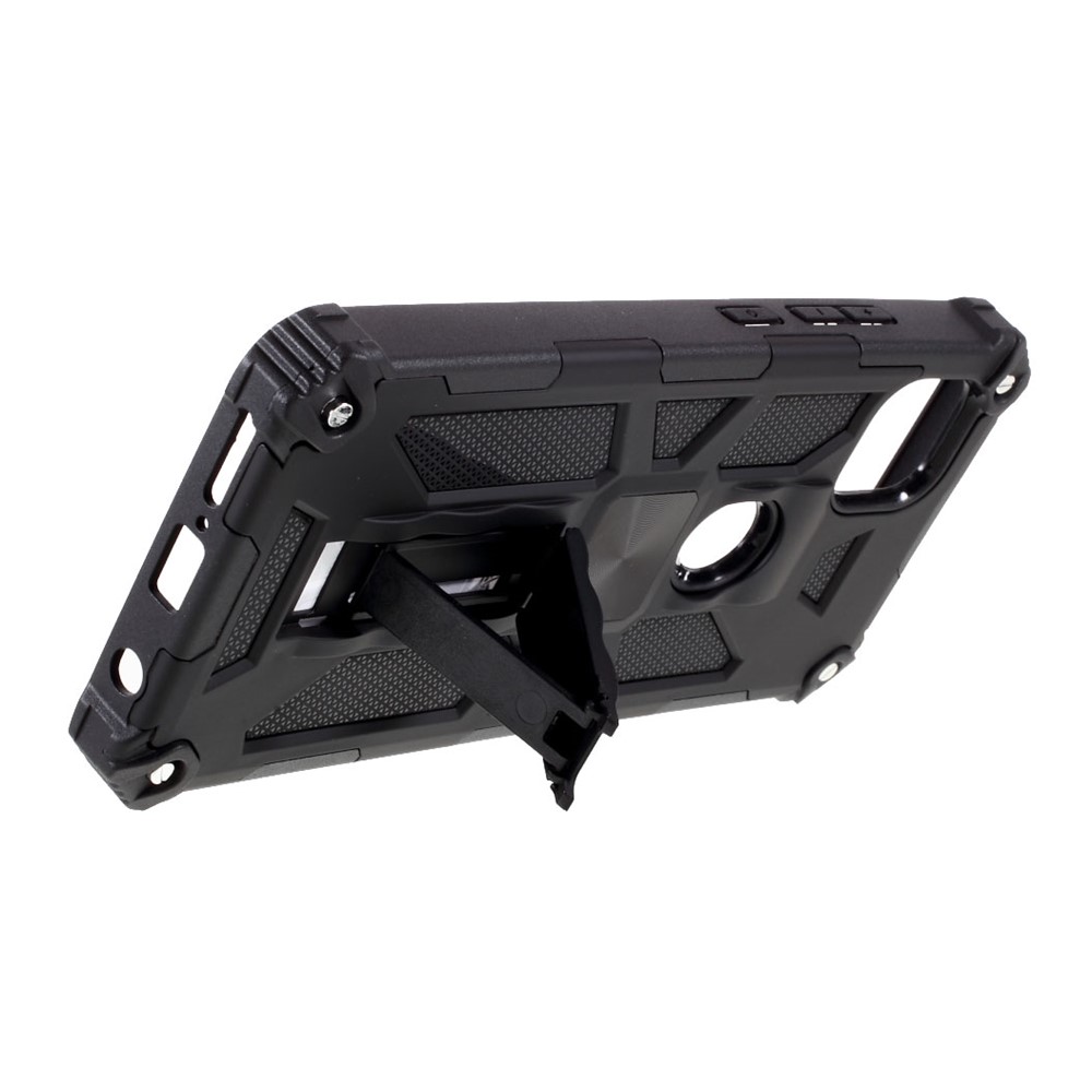 Armor Shockproof Kickstand PC TPU Phone Case with Magnetic Metal Sheet for Motorola One 5G Ace - Black-9