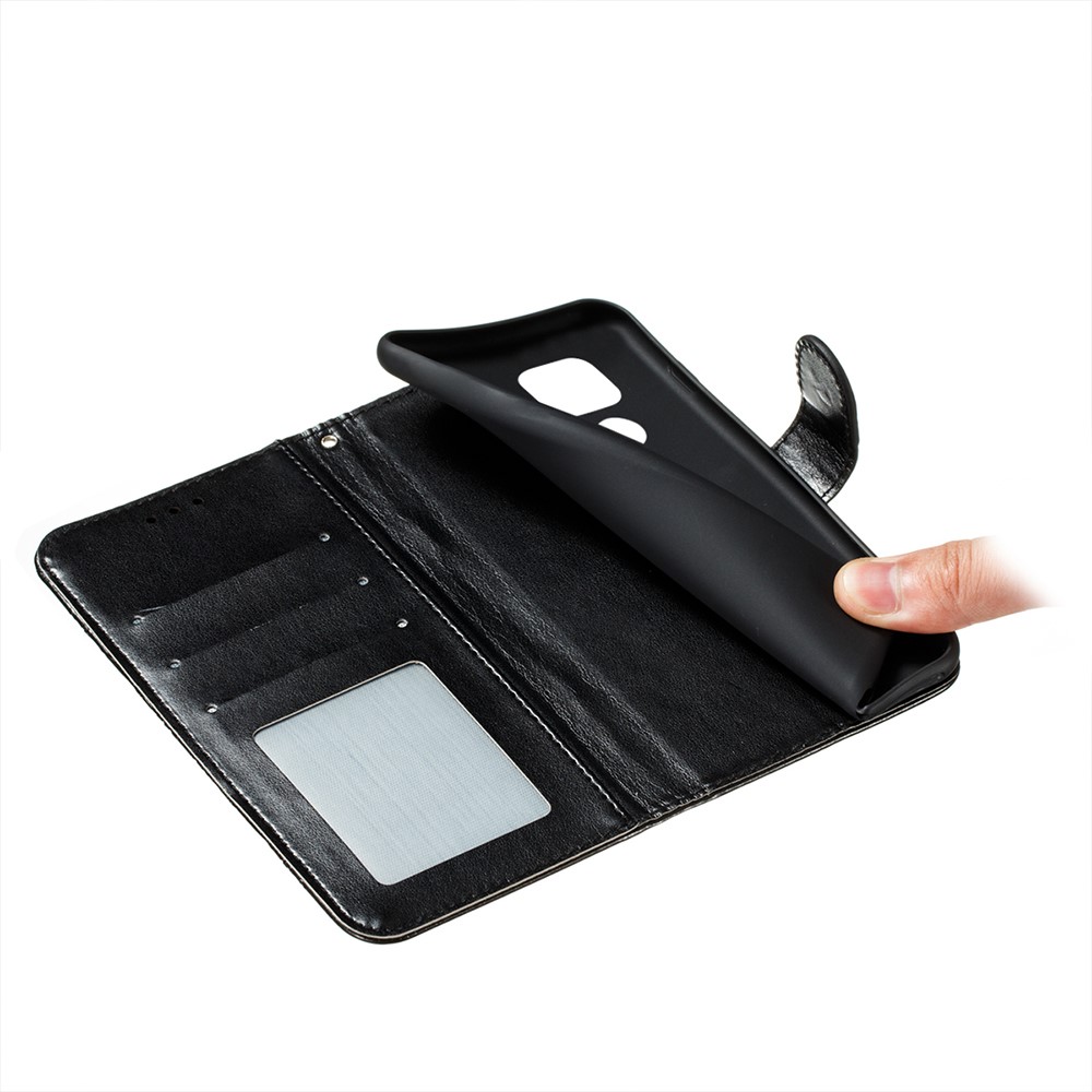 Imprint Mandala Flower Stand Leather Case for Motorola Moto G Play (2021) - Black-7