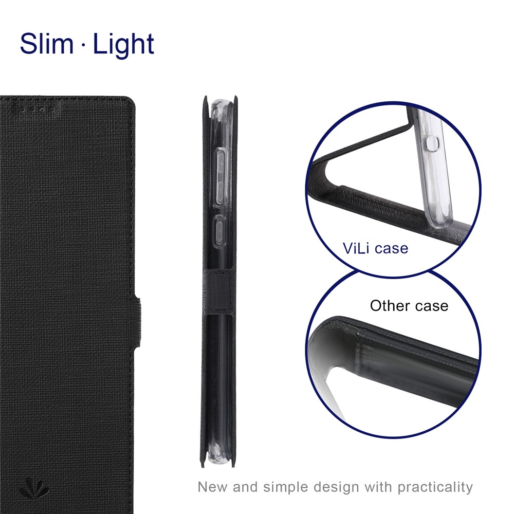 VILI DMK Series Double Magnetic Clasp Cross Texture Leather Wallet Stand Cover Case for Motorola Moto G30 / G10 - Black-4