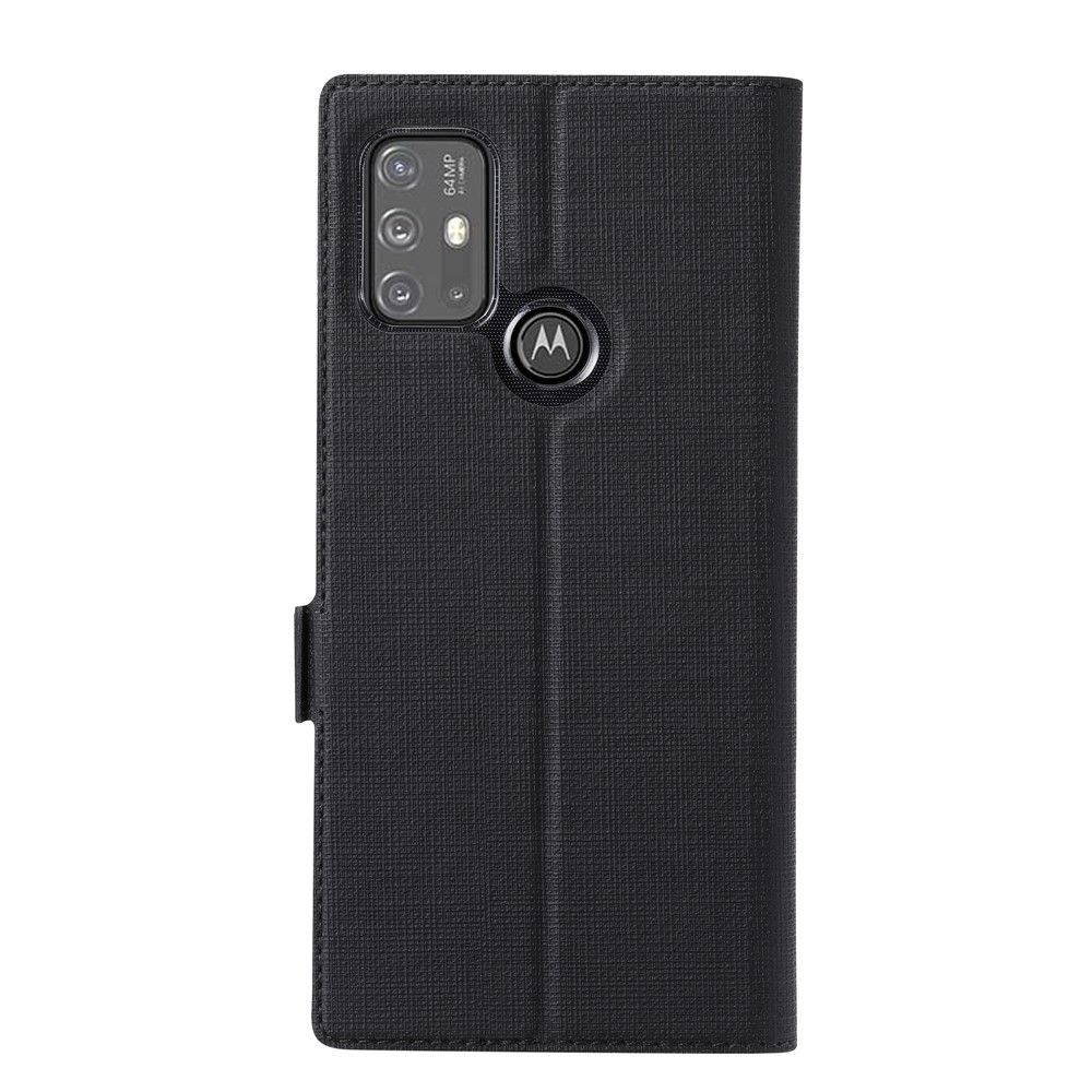 VILI DMK Series Double Magnetic Clasp Cross Texture Leather Wallet Stand Cover Case for Motorola Moto G30 / G10 - Black-7
