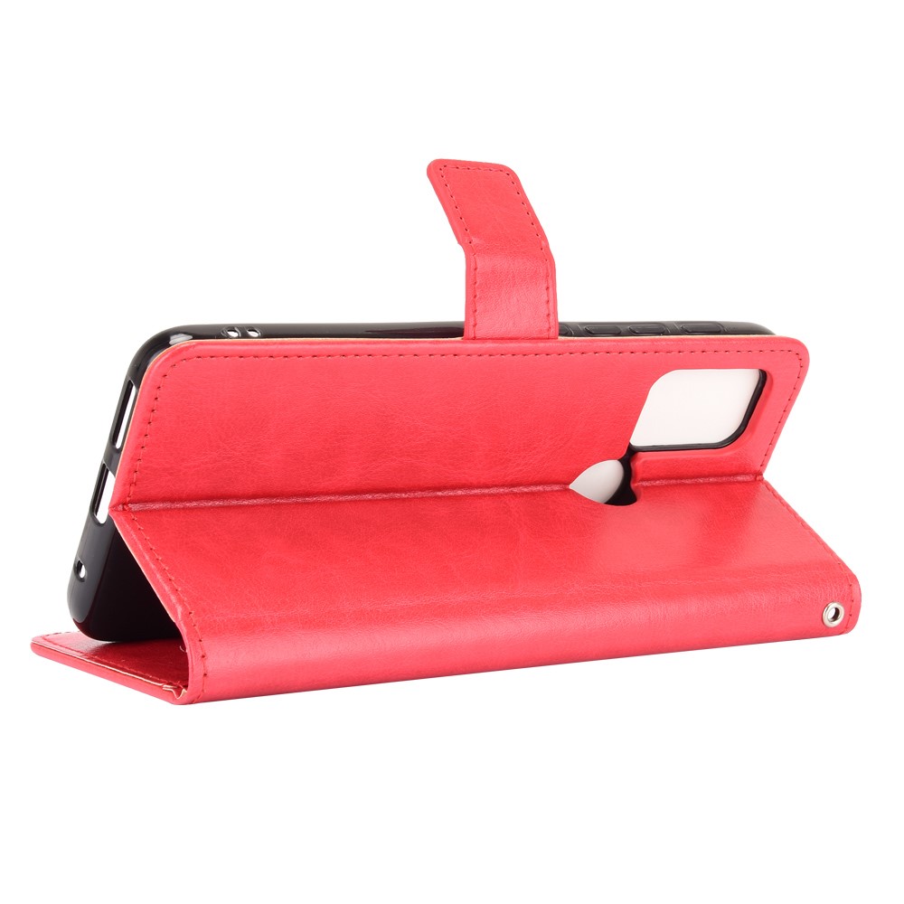 Crazy Horse Texture Wallet Design PU Leather Stand Protector Cover for Motorola Moto G30 / Moto G10 - Red-4