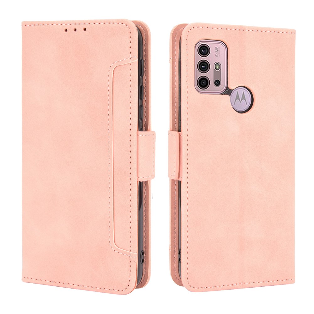 Full Protection Leather Wallet Protective Case with Multiple Card Slots for Motorola Moto G30 / Moto G10 - Pink-1