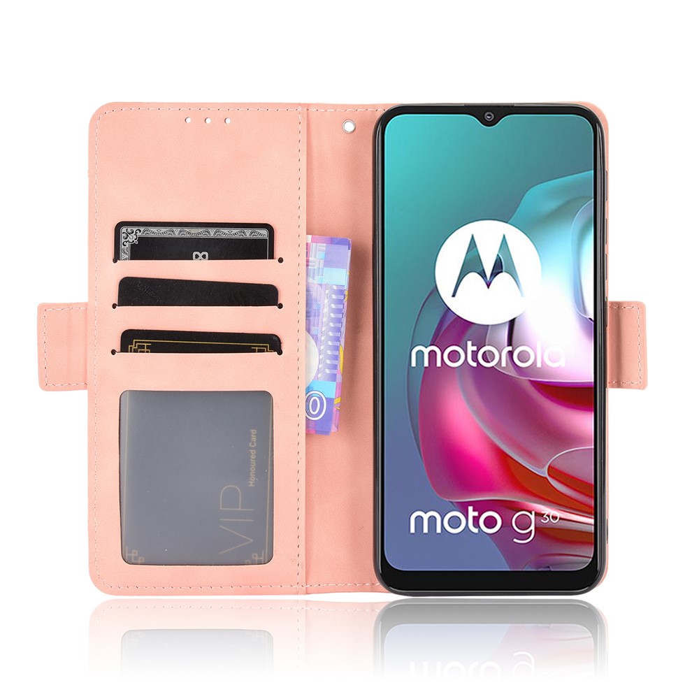 Full Protection Leather Wallet Protective Case with Multiple Card Slots for Motorola Moto G30 / Moto G10 - Pink-6