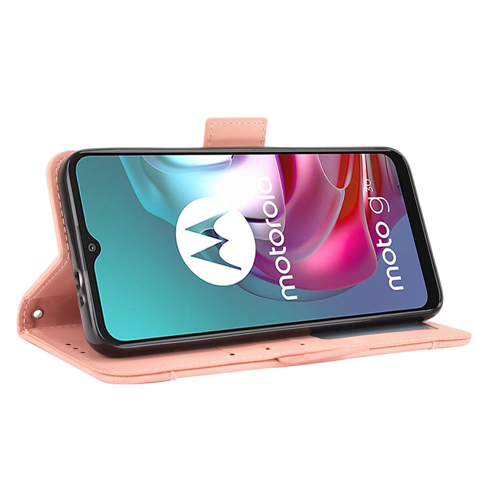 Full Protection Leather Wallet Protective Case with Multiple Card Slots for Motorola Moto G30 / Moto G10 - Pink-7