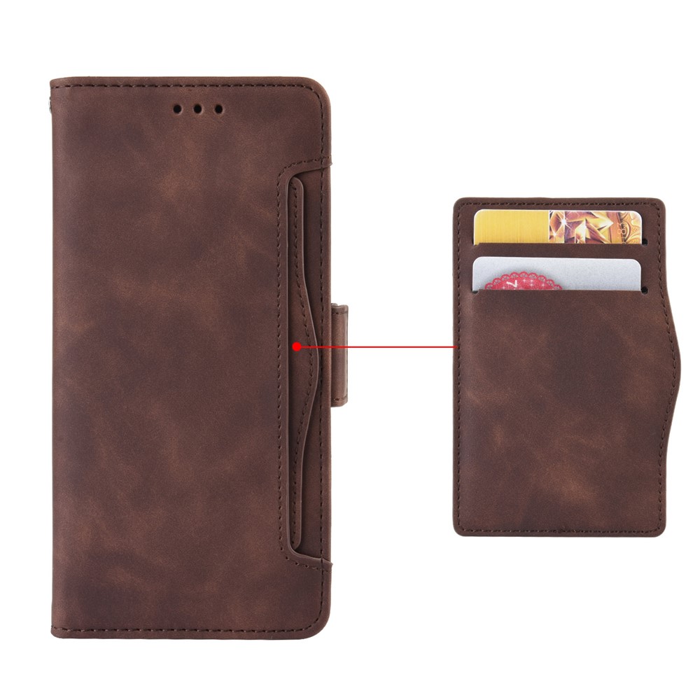 Mehrere Kartensteckplätze Design Leder -handy -hülle Wallet -ständer Für Motorola Edge S/Moto G100 - Kaffee