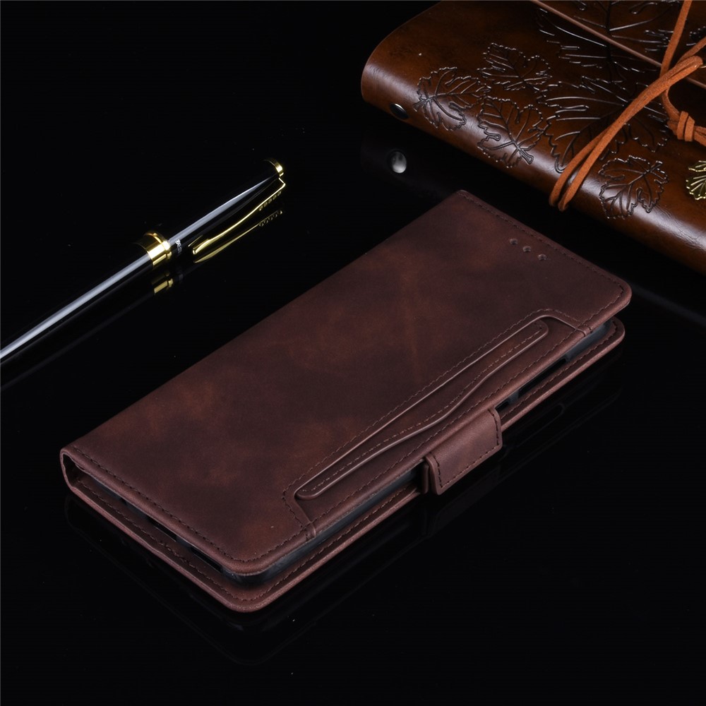 Mehrere Kartensteckplätze Design Leder -handy -hülle Wallet -ständer Für Motorola Edge S/Moto G100 - Kaffee