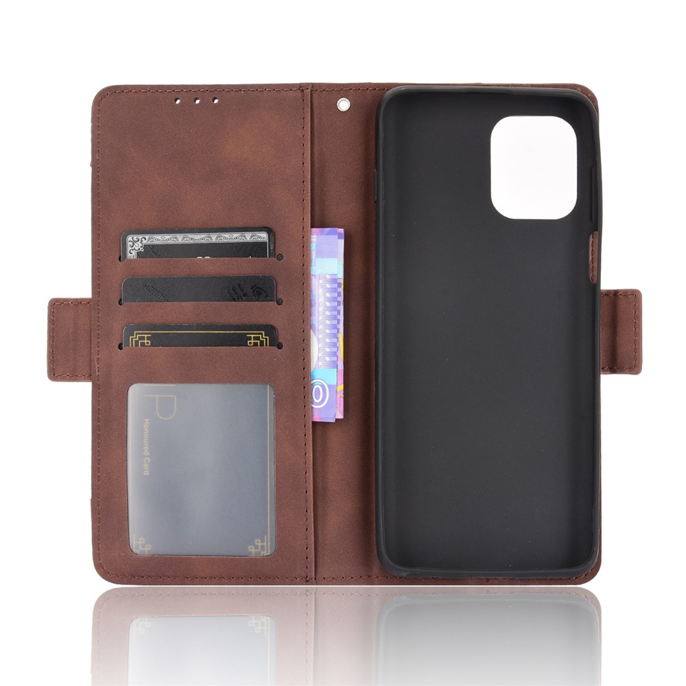Multiple Card Slots Design Leather Phone Case Cover Wallet Stand for Motorola Edge S/Moto G100 - Coffee-6