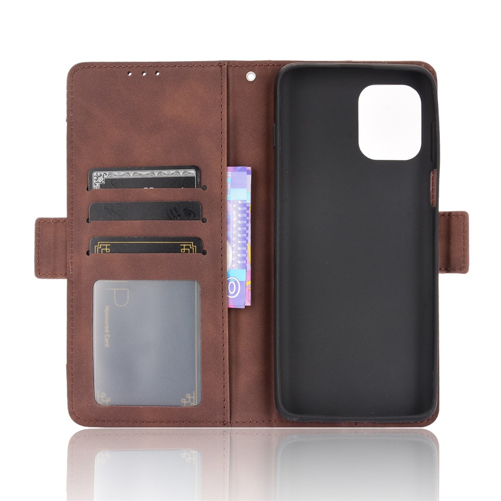 Mehrere Kartensteckplätze Design Leder -handy -hülle Wallet -ständer Für Motorola Edge S/Moto G100 - Kaffee