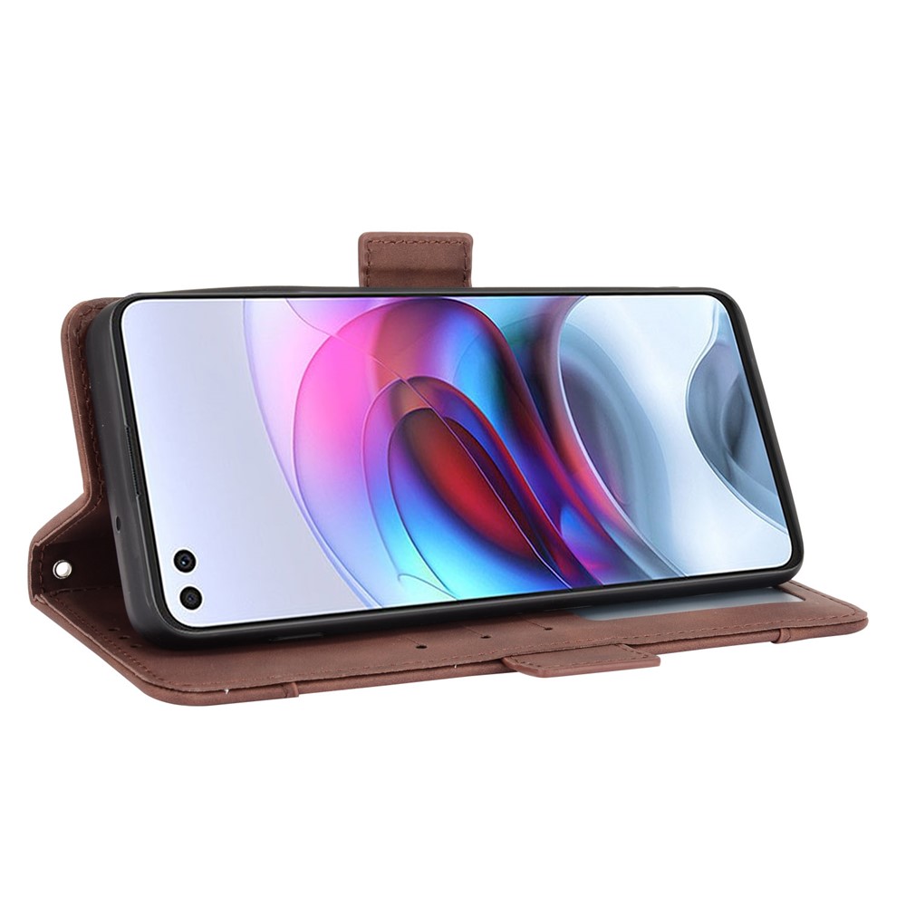 Mehrere Kartensteckplätze Design Leder -handy -hülle Wallet -ständer Für Motorola Edge S/Moto G100 - Kaffee