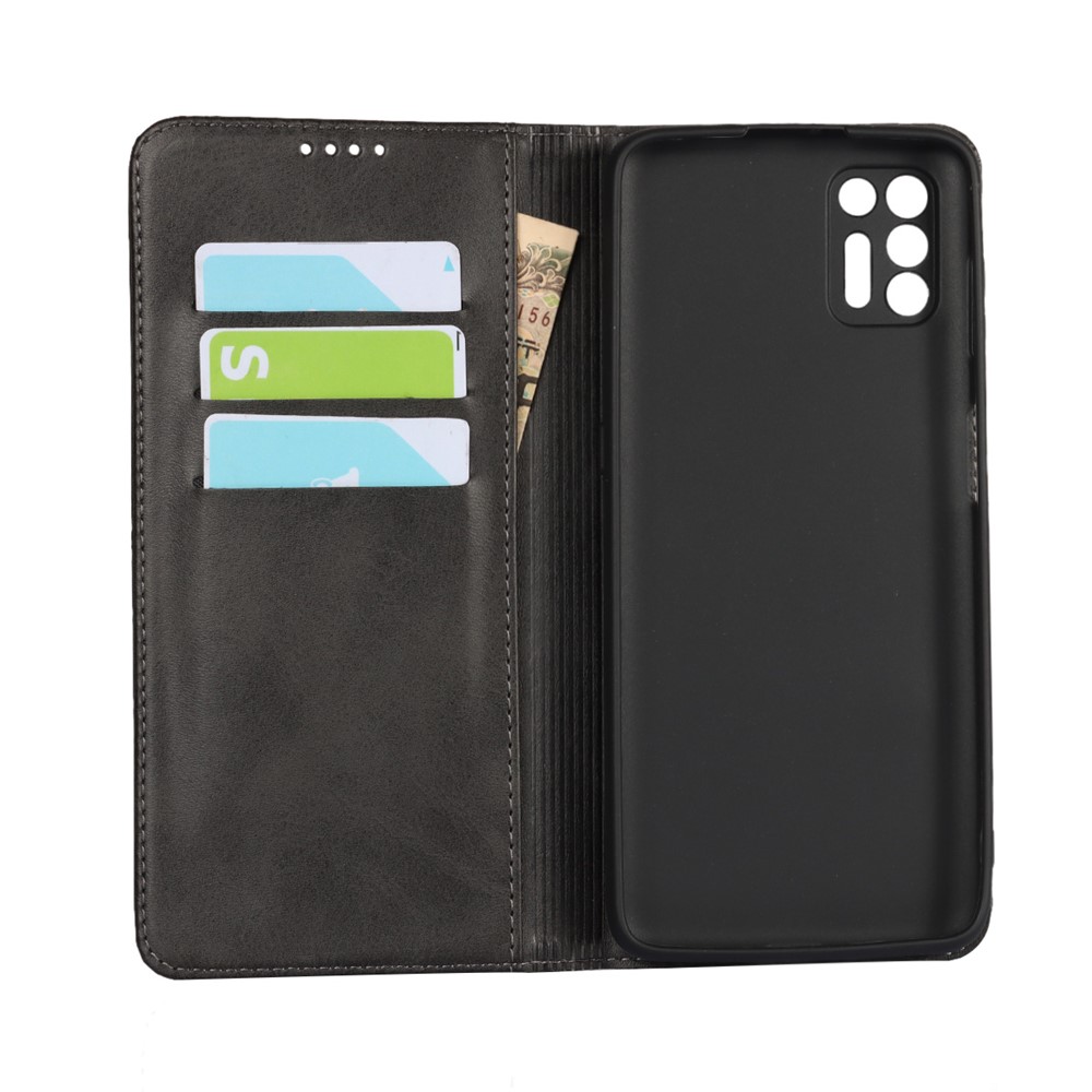 Auto-absorbed Wallet Stand Leather Case for Motorola Moto G9 Plus - Black-4