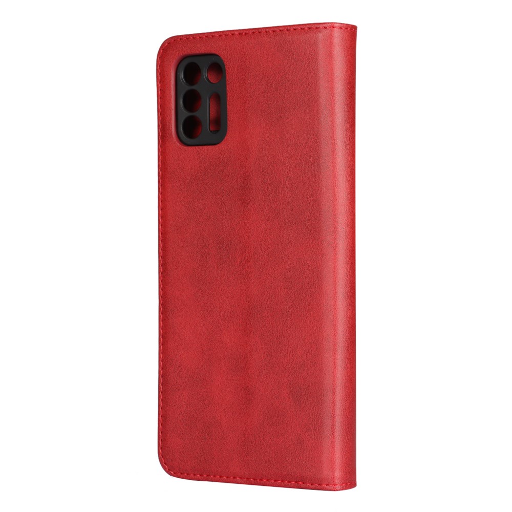 Auto-absorbed Wallet Stand Leather Case for Motorola Moto G9 Plus - Red-3
