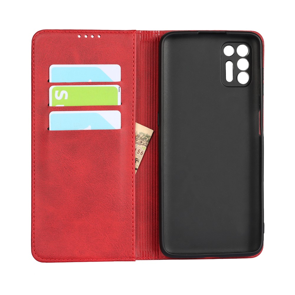 Auto-absorbed Wallet Stand Leather Case for Motorola Moto G9 Plus - Red-4