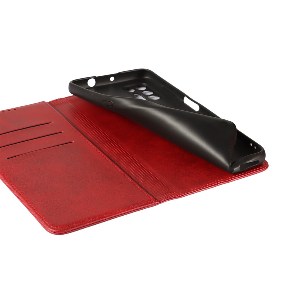 Auto-absorbed Wallet Stand Leather Case for Motorola Moto G9 Plus - Red-7