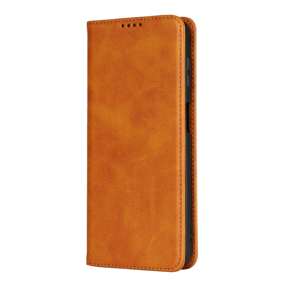 Auto-absorbed Wallet Stand Leather Case for Motorola Moto G9 Plus - Brown-2