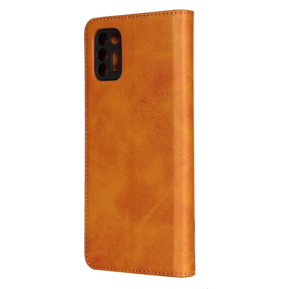 Auto-absorbed Wallet Stand Leather Case for Motorola Moto G9 Plus - Brown-3