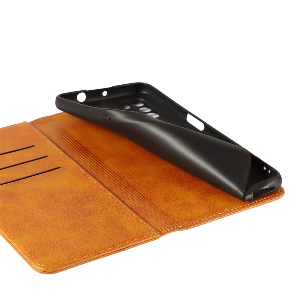 Auto-absorbed Wallet Stand Leather Case for Motorola Moto G9 Plus - Brown-7