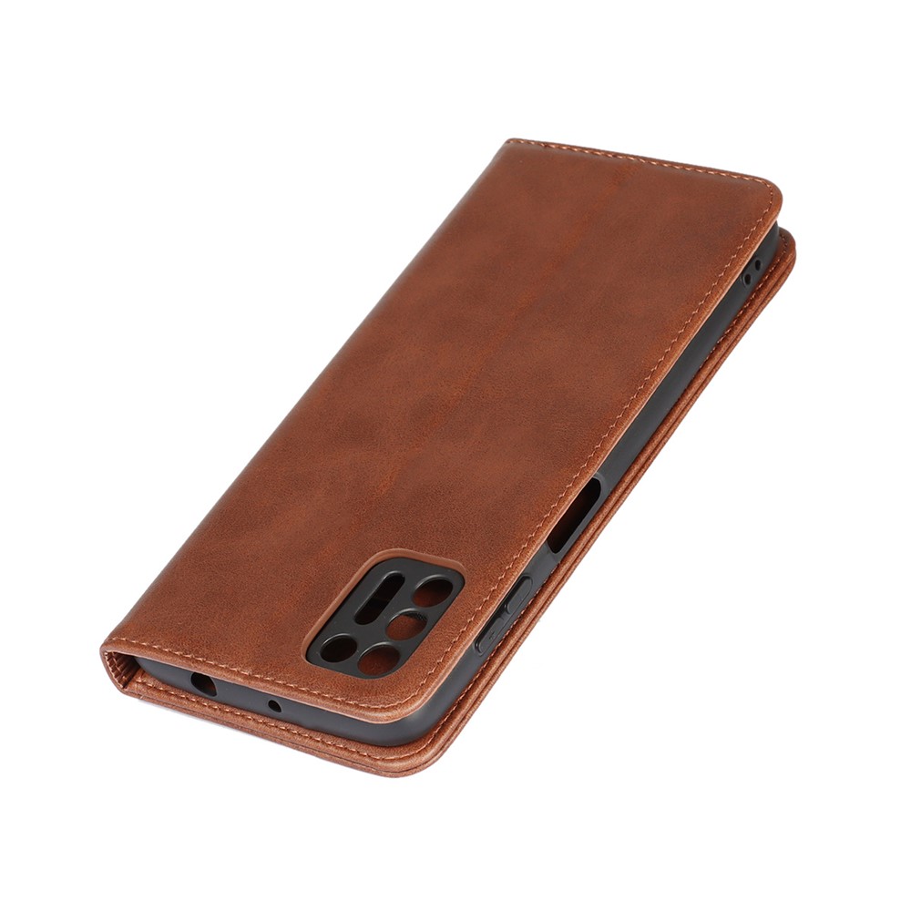 Auto-absorbed Wallet Stand Leather Case for Motorola Moto G9 Plus - Coffee-6