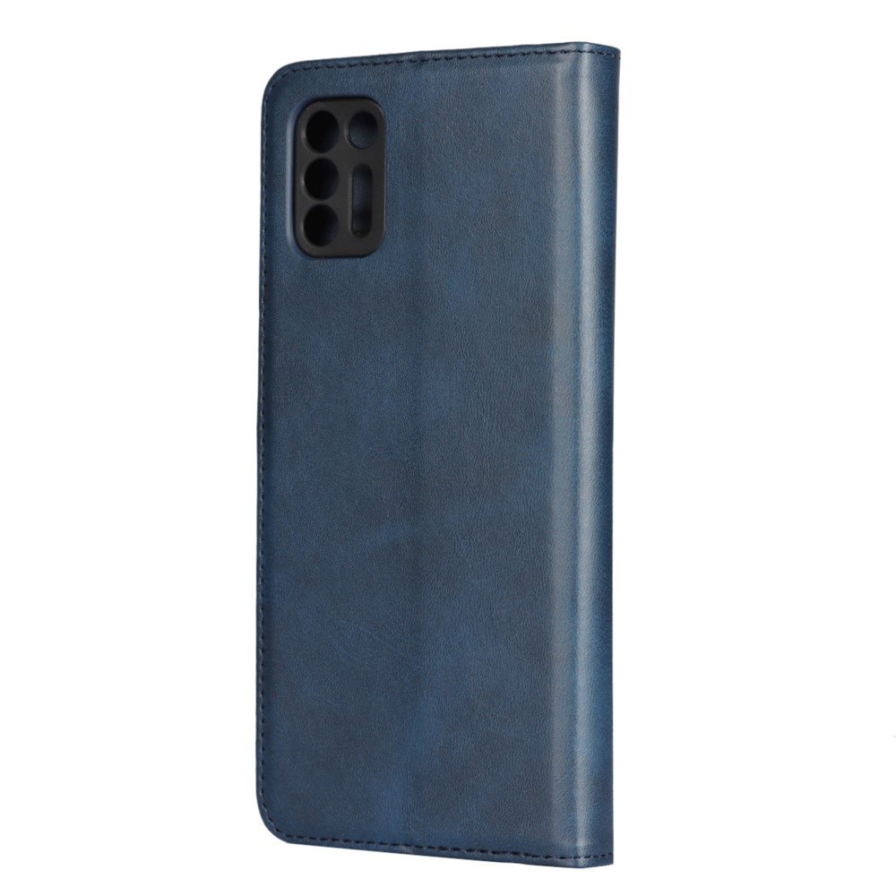 Auto-absorbed Wallet Stand Leather Case for Motorola Moto G9 Plus - Blue-3
