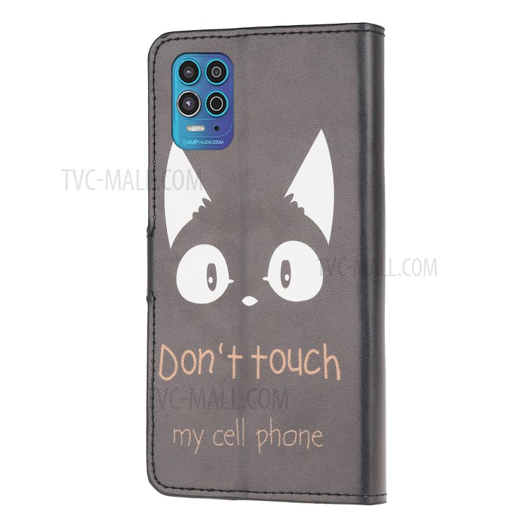 Pattern Printing Wallet Stand Design Leather Protective Case for Motorola Moto G100/Edge S - Black Cat-2