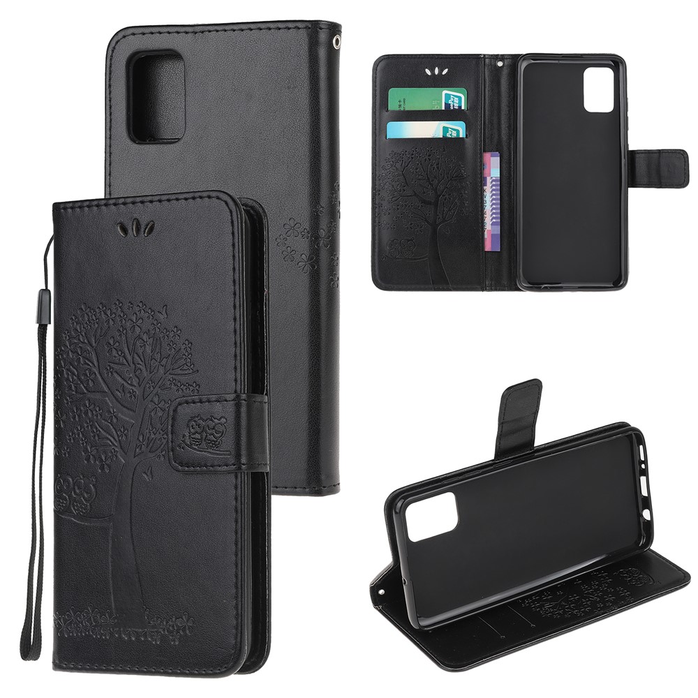 Tree Owl Pattern Imprint Inside and Outside Leather Stylish Case with Wallet Design for Motorola Moto G100/Edge S - Black-6