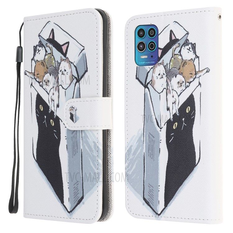New Style Pattern Printing Cross Texture Wallet Leather Case for Motorola Moto G100/Edge S - Cat Group-1