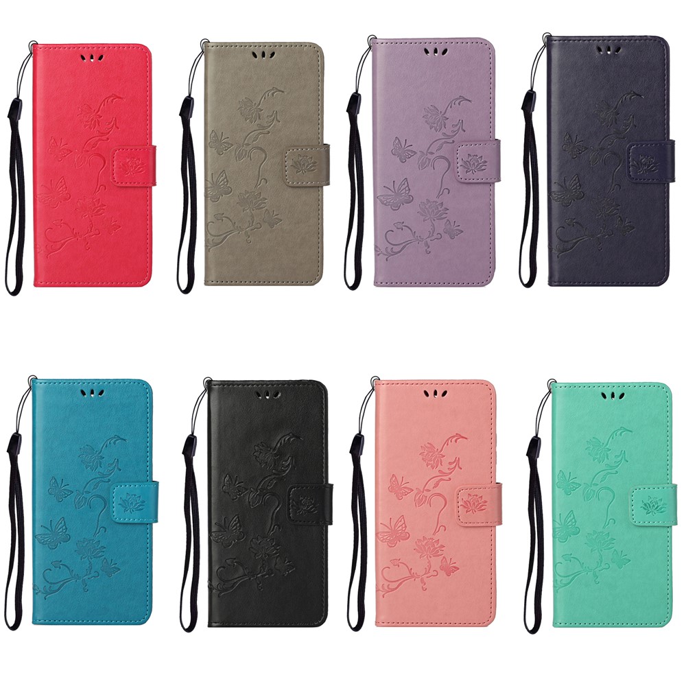 Imprint Butterfly Flower Leather Wallet Stand Phone Cover for Motorola Moto G100 / Motorola Edge S - Dark Blue-6