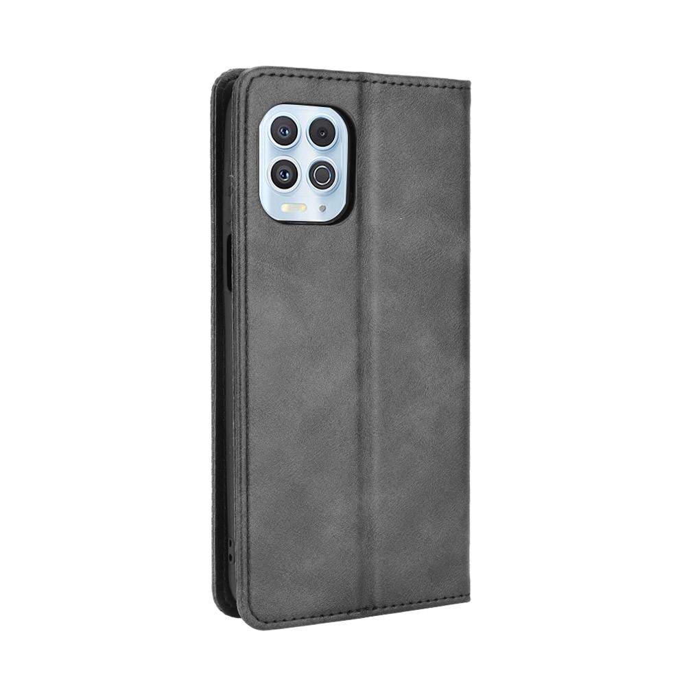 Magnetischer Vintage -stil -hülle Wallet Stand Lederabdeckung Für Motorola Edge S / Moto G100 - Schwarz-3