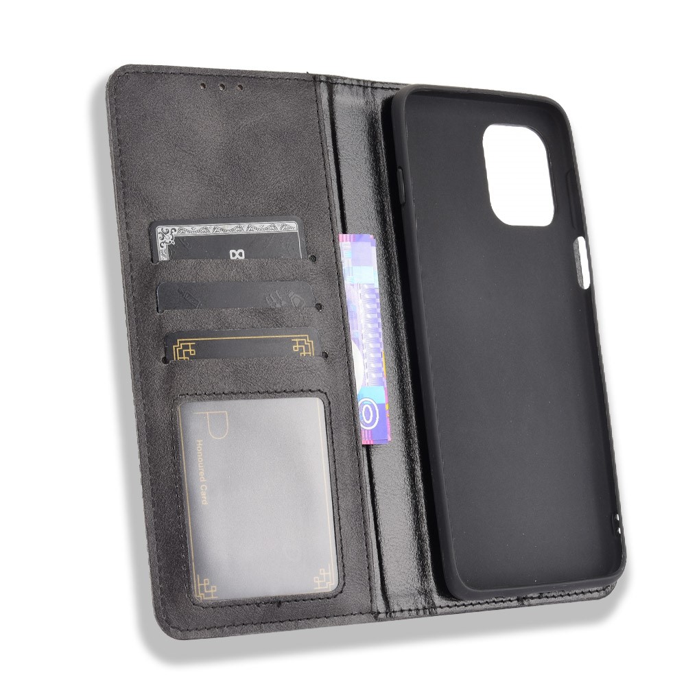 Magnetic Vintage Style Phone Case Wallet Stand Leather Cover for Motorola Edge S / Moto G100 - Black-4